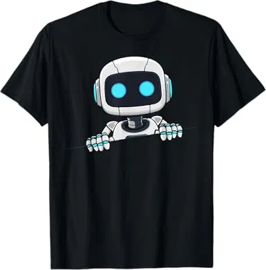 Cute Robot face Looks from Torn Fabric AI Robot Kids T-Shirt